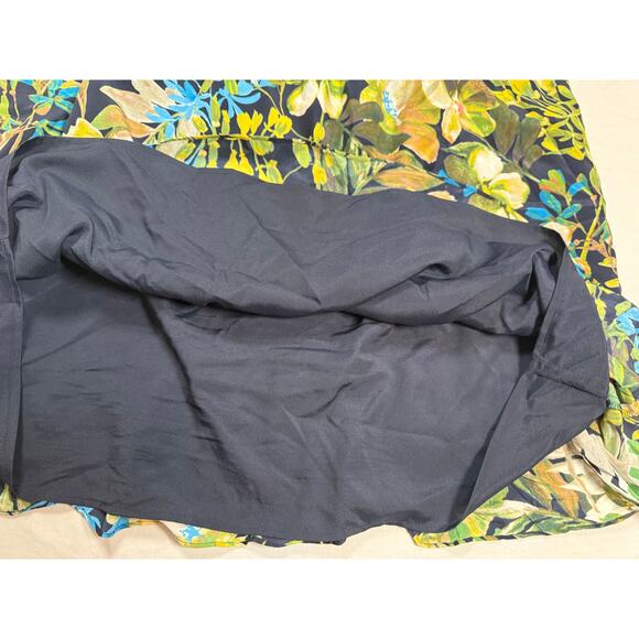 J. Crew Floral Silk Dress Size XL Ruffle Hem Long Sleeve 100% Silk - Picture 9 of 14